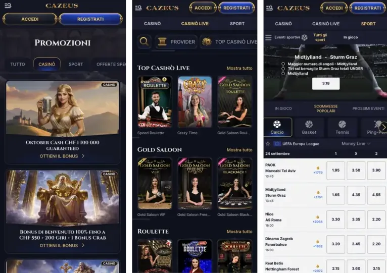 interfaz móvil de cazeus casino optimizada para android e ios