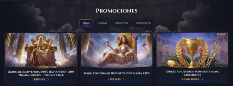 Selección de promociones en Cazeus Casino