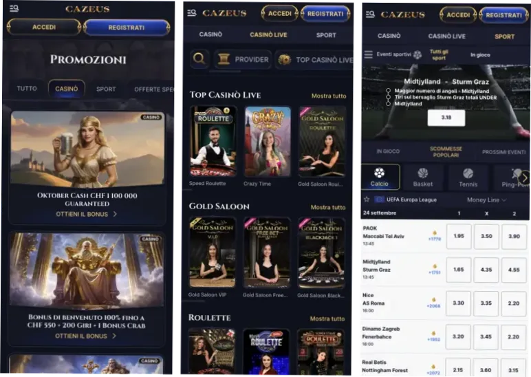 Cazeus Casino versión móvil