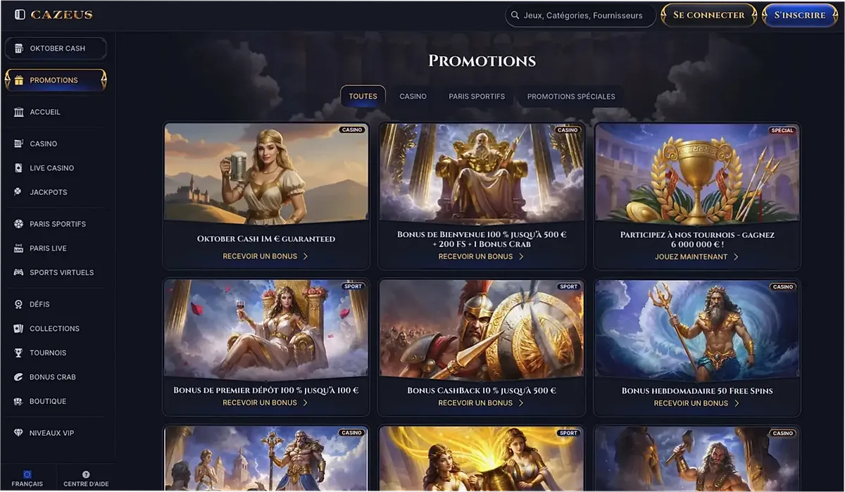 Promociones de Cazeus Casino